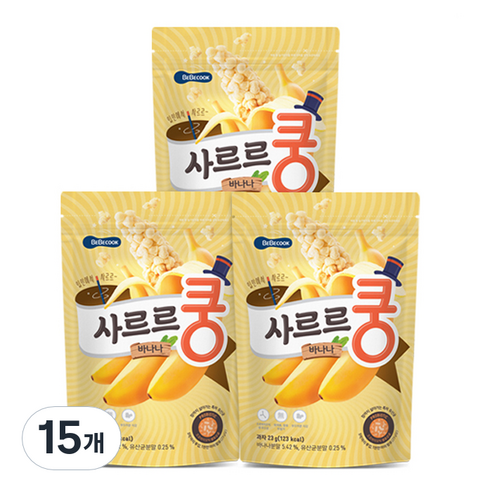 베베쿡 사르르쿵 과자, 바나나맛, 23g, 15개