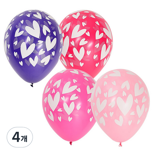 셈퍼텍스 모던하트 풍선 4색혼합 30cm 12p, 랜덤발송, 4개