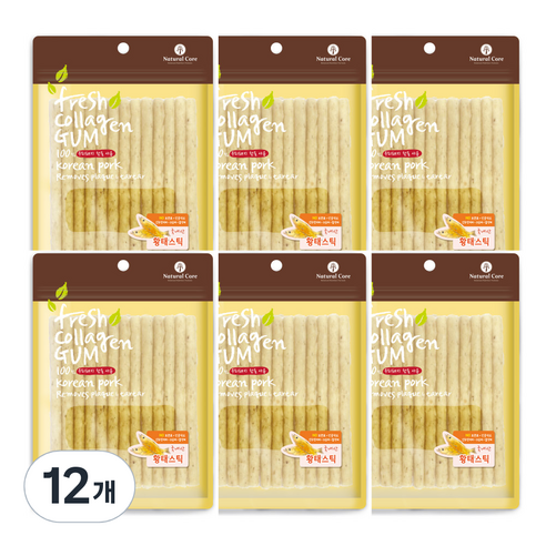 네츄럴코어 콜라겐스틱껌 강아지 간식, 황태맛, 100g, 12개