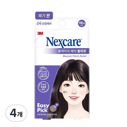 3M 넥스케어 이지픽 블레미쉬 패치 릴리프 짜기전, 116개입, 4개