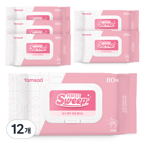탐사 행주 전용 물티슈 80매 캡형, 50g, 80개입, 12개