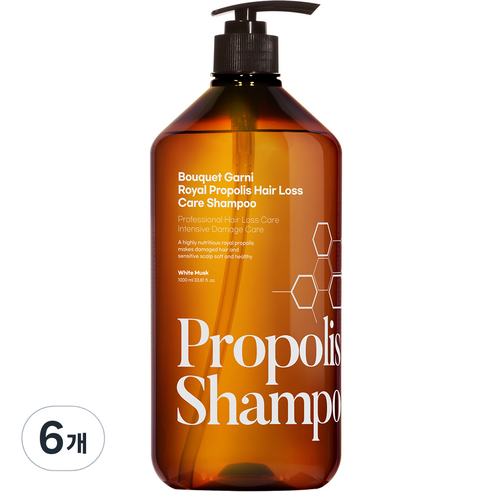 부케가르니 로열 프로폴리스 탈모 샴푸 화이트머스크, 1000ml, 6개