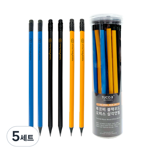 투코비 블랙우드 오피스 삼각연필 HB B 2B, MIX TC-P06, 180개
