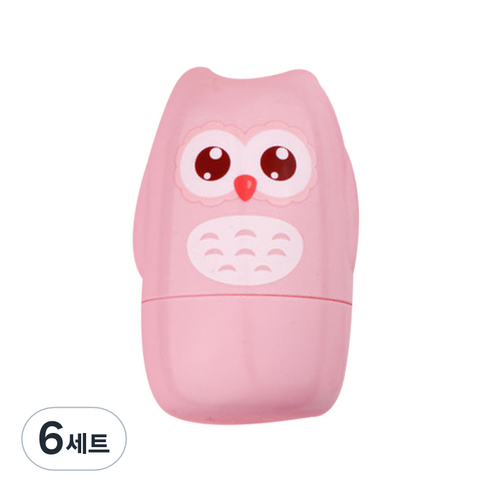 디유라 유아용 캐릭터 손톱깎이 세트 부엉이, 핑크, 6세트
