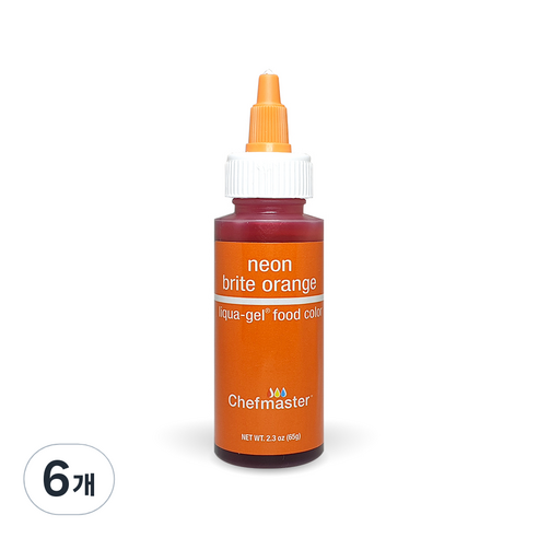셰프마스터 리쿠아젤 식용색소 네온 브라이트 오렌지, 65g, 6개