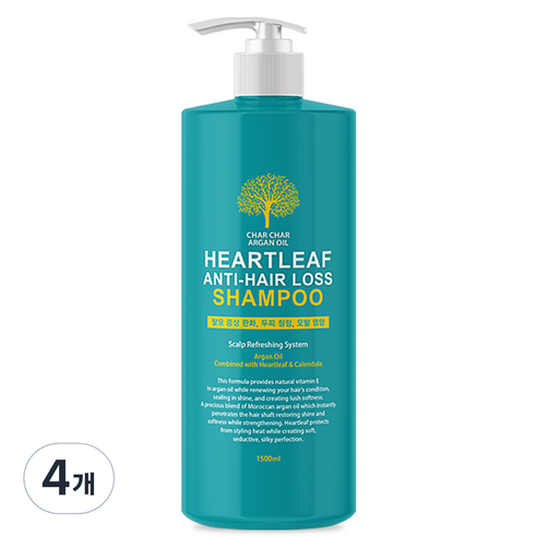 샤샤 아르간 오일 어성초 안티 헤어 로스 샴푸, 1500ml, 4개