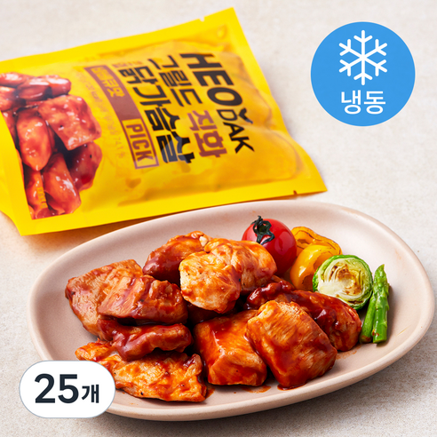 허닭 PICK 그릴드 직화 한입 닭가슴살 바베큐맛 (냉동), 100g, 1개입, 25개