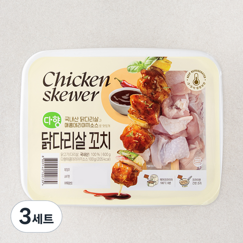 다향 닭다리살 꼬치 600g + 매콤데리야끼소스 100g 세트, 3세트