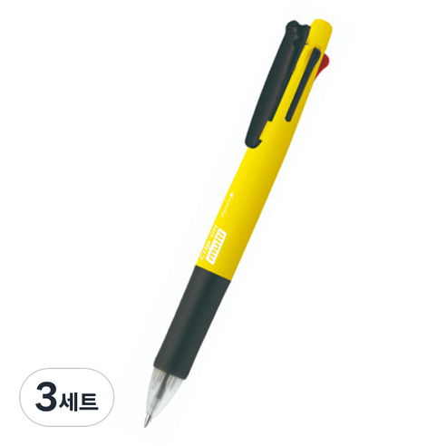 제브라 클립온 멀티 네온 4색 볼펜 0.7mm + 0.5mm 샤프 세트, 네온옐로우, 3세트
