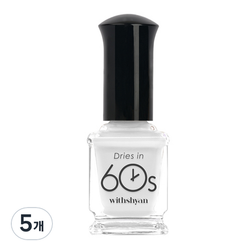 위드샨 유광타입 60초 네일라커 매니큐어 9ml, M60 화이트, 5개