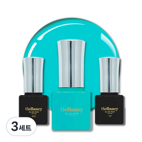 벨랑시 원스텝 젤네일 5ml + 젤네일 베이스 5ml + 젤네일 탑 5ml 세트, 3세트, 벨랑시 베이스 5ml+SN 24 블루 그린 5ml+벨랑시 탑 5ml