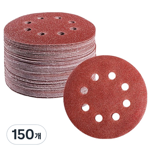 OON 원형 사포 샌딩 페이퍼 8홀 120방 125mm, 150개