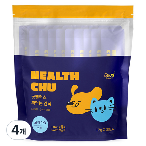 굿밸런스 반려동물 짜먹는 간식 30p, 연어, 360g, 4개