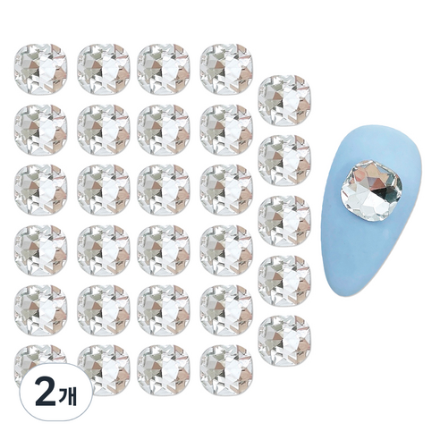 메이브라운 대용량 고퀄라운드스퀘어 네일파츠 8x8mm 30p, 크리스탈, 2개