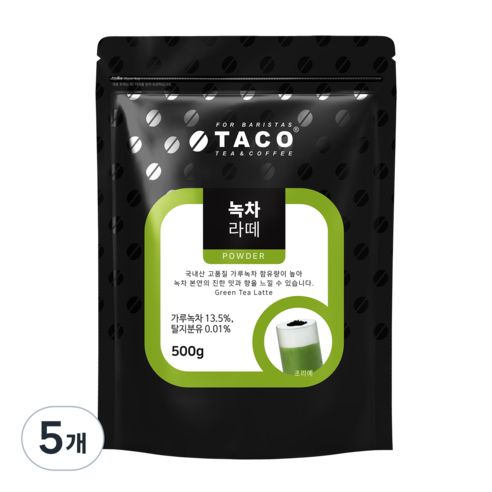 타코 녹차라떼 분말, 500g, 5개