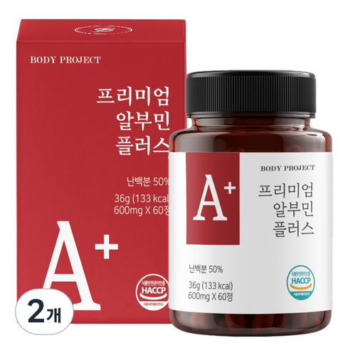 바디프로젝트 프리미엄 알부민 플러스 36g, 60정, 2개