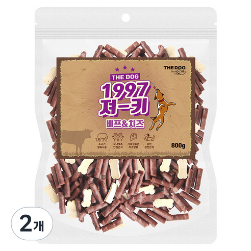 더독 강아지 그때그가격 1997져키, 혼합맛(비프/치즈), 800g, 2개