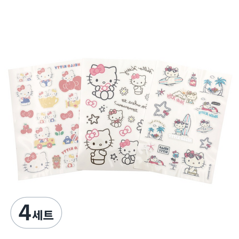 산리오 헬로키티 타투스티커 3종 세트, 4세트, 혼합색상