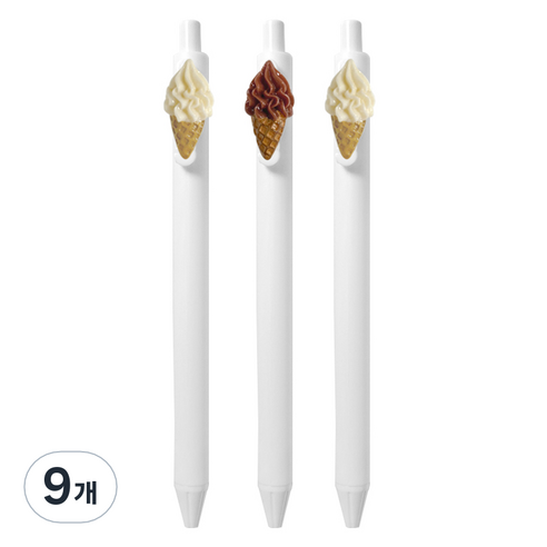 큐티 파츠 소프트콘아이스크림 젤펜 0.5mm, 랜덤발송, 9개