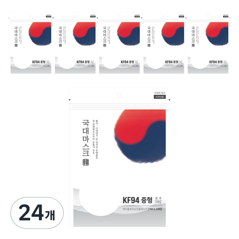 국대마스크 황사 미세먼지 마스크 2D 중형 KF94, 5개입, 24개, 흰색