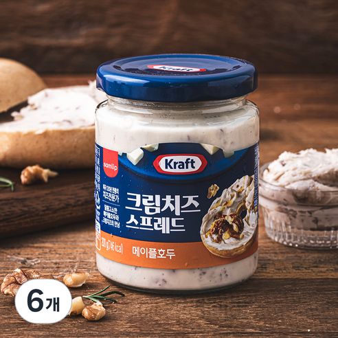 크래프트 크림치즈 스프레드 메이플호두, 200g, 6개