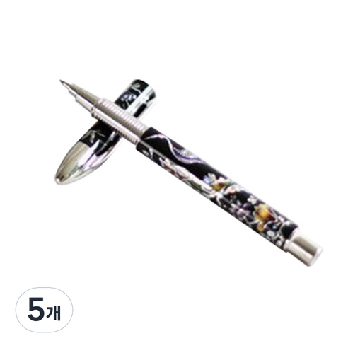 팔복상회 전통 문양 천연자개 볼펜, 블랙, 5개