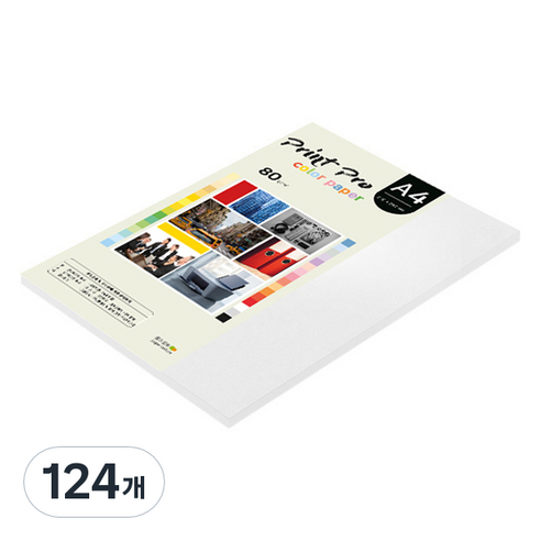 종이문화 프린트프로 얇은 칼라복사지 No 30 스노우화이트 80g, A4, 124개