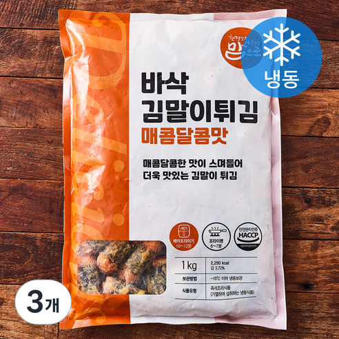 맘으로 바삭김말이튀김 매콤달콤맛 (냉동), 1kg, 3개