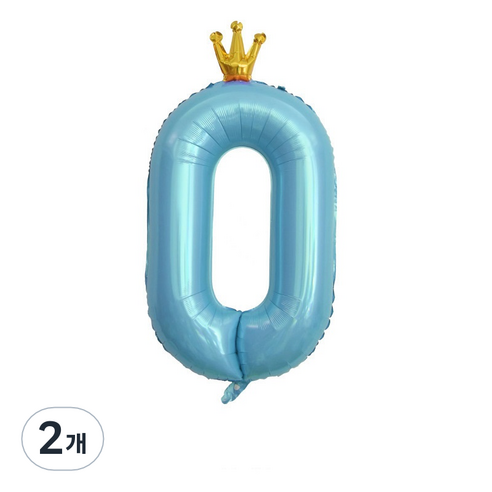 이자벨홈 생일파티 왕관 숫자 풍선 0 초대형, 블루, 2개