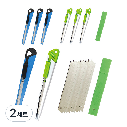 화신 201T 커터칼 4p + 201W 커터칼 4p + 309 커터날 소 9mm 20p 세트, 랜덤발송(T201 커터칼), 2세트