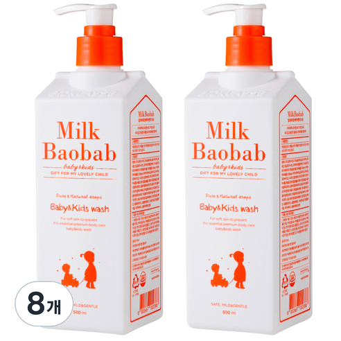 밀크바오밥 베이비앤키즈 바디 워시, 500ml, 8개