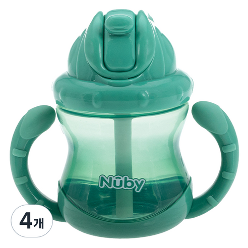 누비 무당벌레 빨대컵 240ml, 뉴트럴그린, 4개