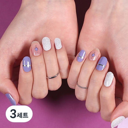 젤리넬리 엘수정 에디션 젤네일 스티커, L 퍼플, 3세트