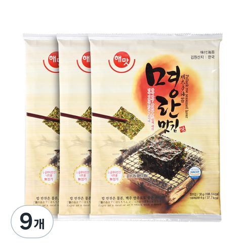 해맛 명란맛김, 30g, 9개