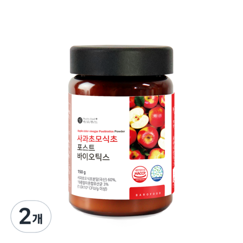 바로푸드 사과초모식초 포스트바이오틱스 분말, 150g, 2개