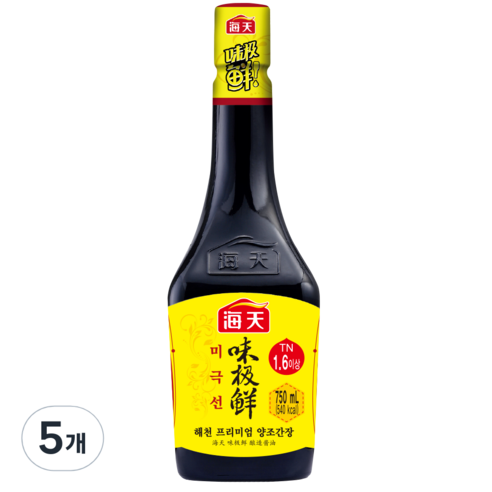 해천 하이텐 프리미엄 미극선 양조간장, 750ml, 5개