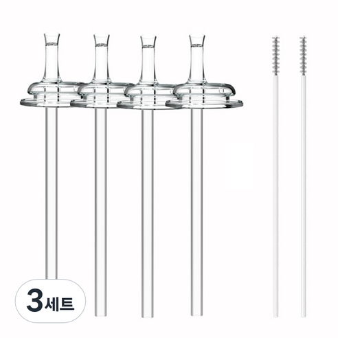 순수아 타사호환 교체형 꼭지 4p + 추달린빨대 4p + 빨대솔 2p 세트, 3세트, 투명
