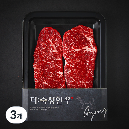 더숙성한우 국내산 채끝 2등급 구이용 (냉장), 200g, 3개