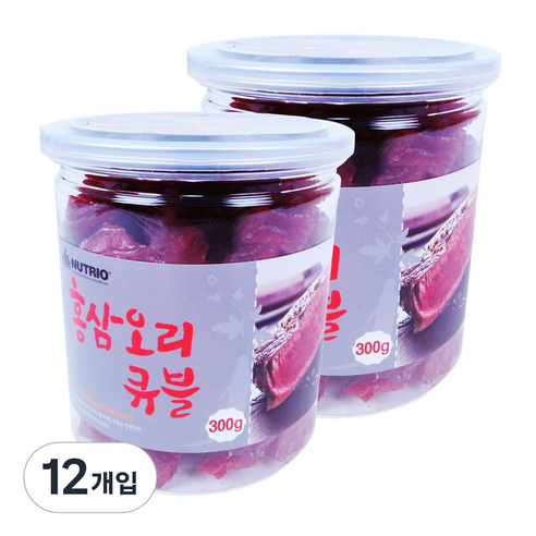 뉴트리오 스테이크 반려견 간식, 홍삼 + 오리큐블 혼합맛, 300g, 12개