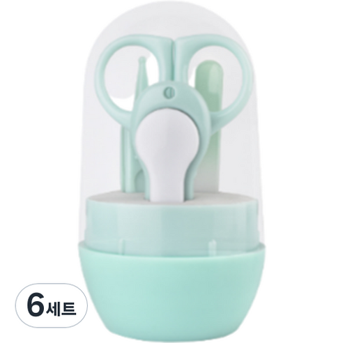 실버라인 유아용 여행용 손톱깎이 세트, 6세트, 민트