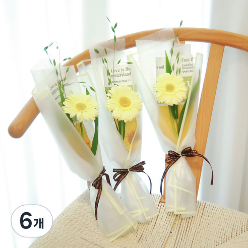 블뤼엔 생화 거베라한송이 꽃다발 3p, 크림아이보리, 6개