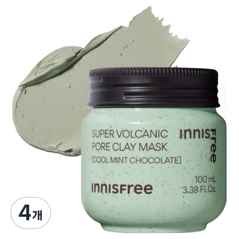이니스프리 수퍼 화산송이 모공 마스크팩 100ml 쿨 민트 초콜릿, 1개입, 4개