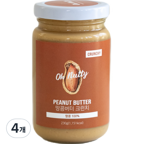 오넛티 땅콩버터 크런치, 230g, 4개