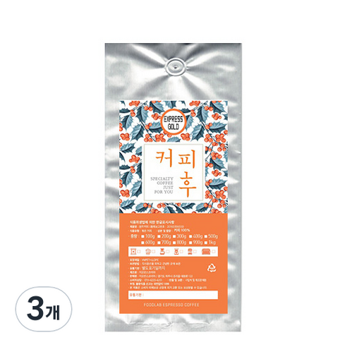 커피후 EXPRESS GOLD 분쇄 커피, 에스프레소, 200g, 3개