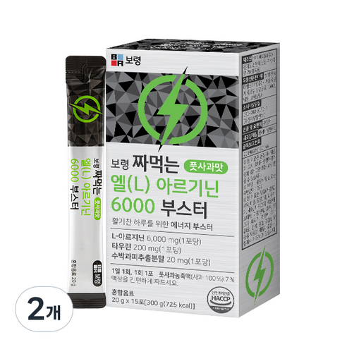 보령 짜먹는 엘 L 아르기닌 6000 부스터 15p, 300g, 2개