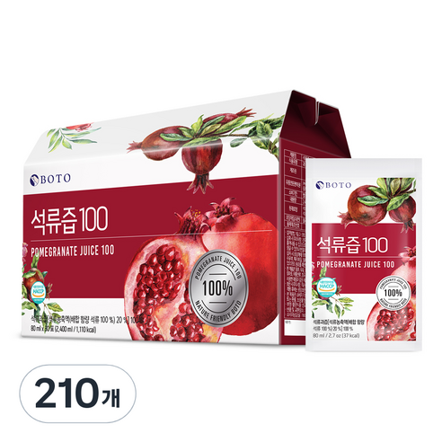 보뚜 석류즙 100, 80ml, 210개