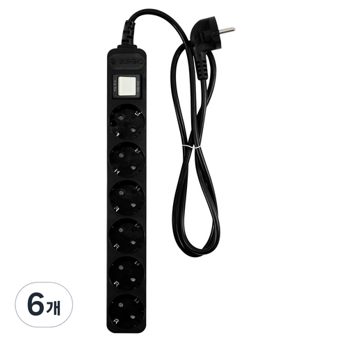 모노케어 안전멀티탭 6구 DH-2062NT, 3m, 블랙, 6개