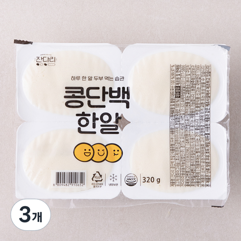 두부  잔다리 두부 콩단백 한알, 320g, 3개