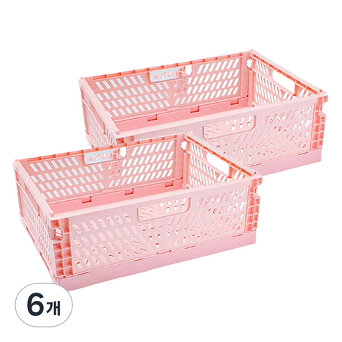 MF스토어 파스텔 접이식 선반 폴딩박스, 핑크, 6개