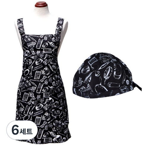 바이데코 북유럽패턴 앞치마 + 두건 세트, 키친, 6세트